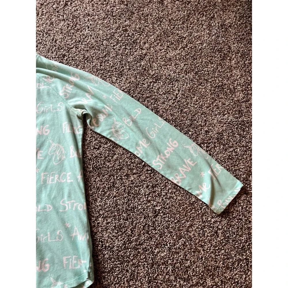 Justice Girls Teal Long‎ sleeve tee size 18/20